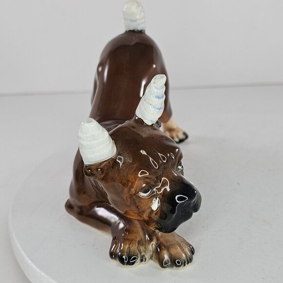 Vintage Lefton Boxer Dog Figurine Injured Crying Bandaged Ceramic Glossy Finish - Picture 3 of 7